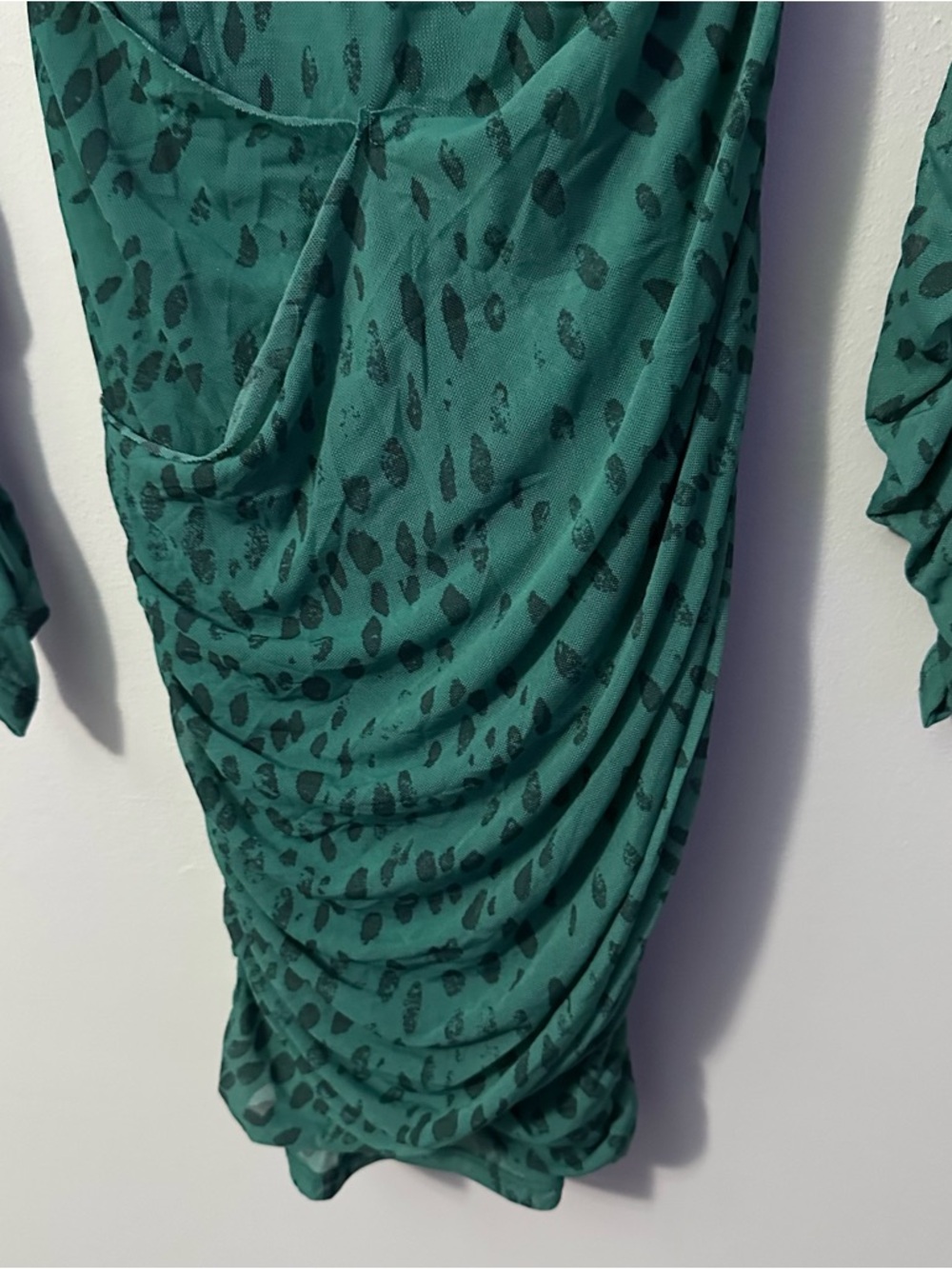 Free People Katana Mini Dress Green Mesh Ruched Bodycon Size M Fairycore - Picture 5 of 10